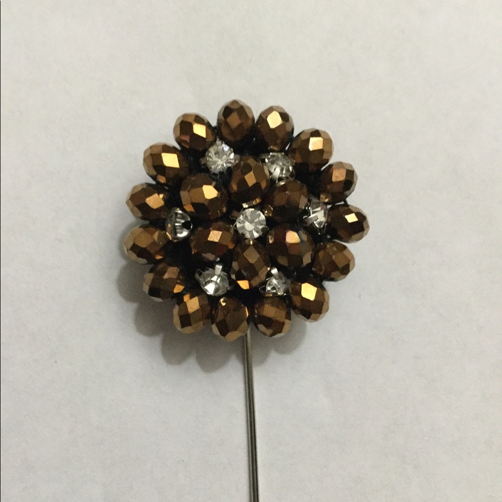 Beaded and rhinestone Lapel/Hat pin 3.5”